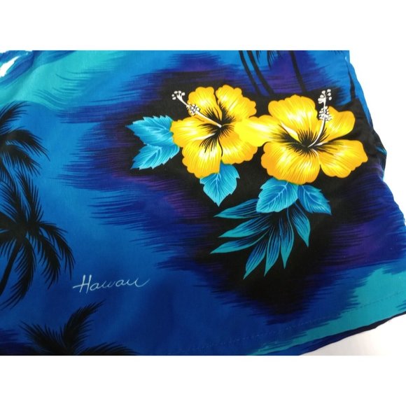 Box Office Island Men's Aloha Blue Hawaiian Shirt Size L Surfer Excellent Cond - Picture 10 of 12